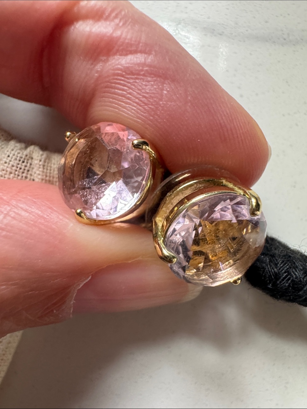 J. Crew Factory Gold-Tone Stud Earrings with Pale Pink Stones